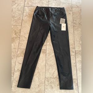 7 for all Mankind Croc Print Embossed Faux Leather leggings